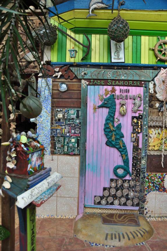 Nossa artística pousada em Utila, ilha no litoral norte de Honduras